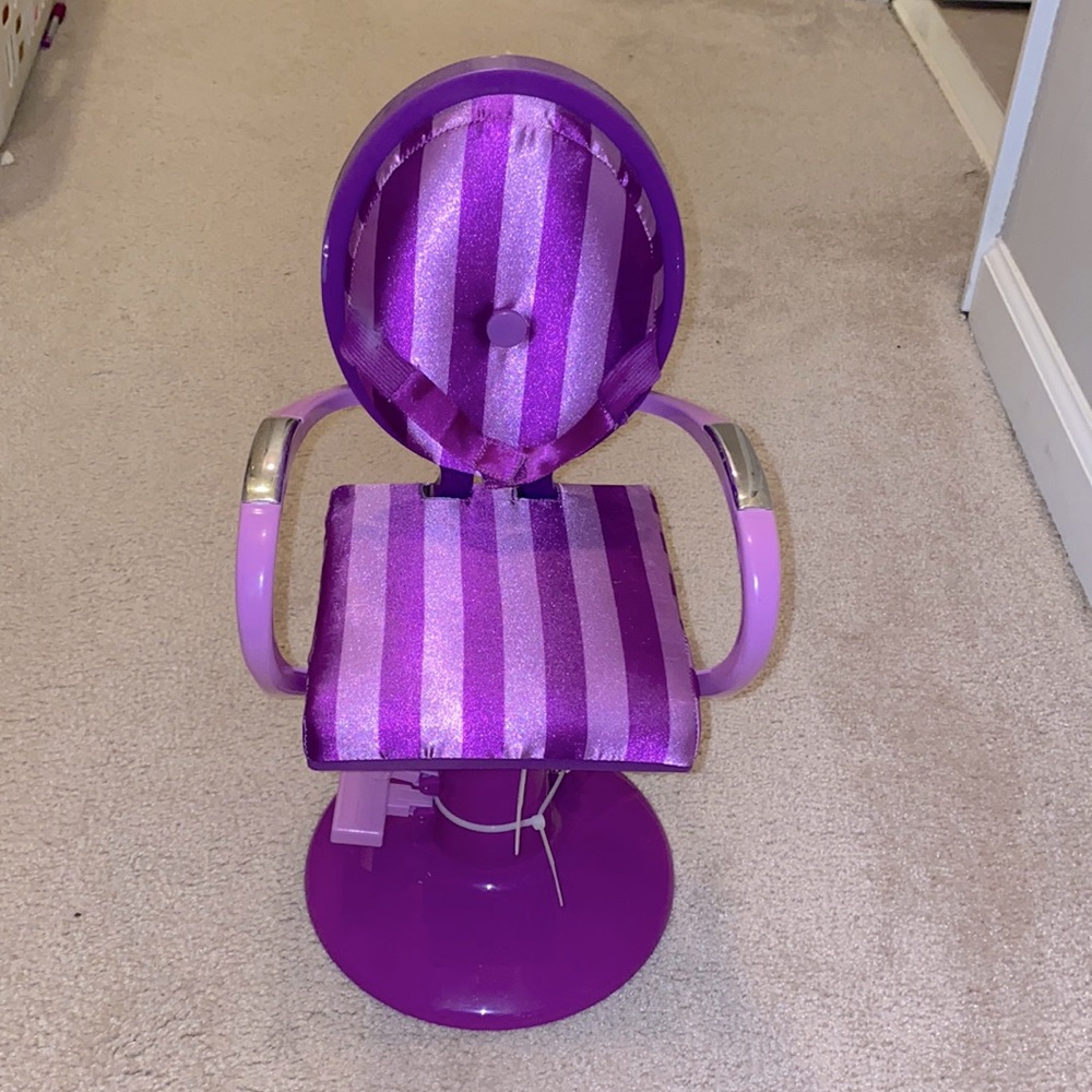 Purple Striped Barber Chair for 18 inch Dolls